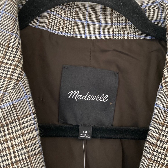 Madewell Italian Wool Fabric Houndstooth Plaid Blazer w/Contrast Felted Collar - Picture 2 of 16